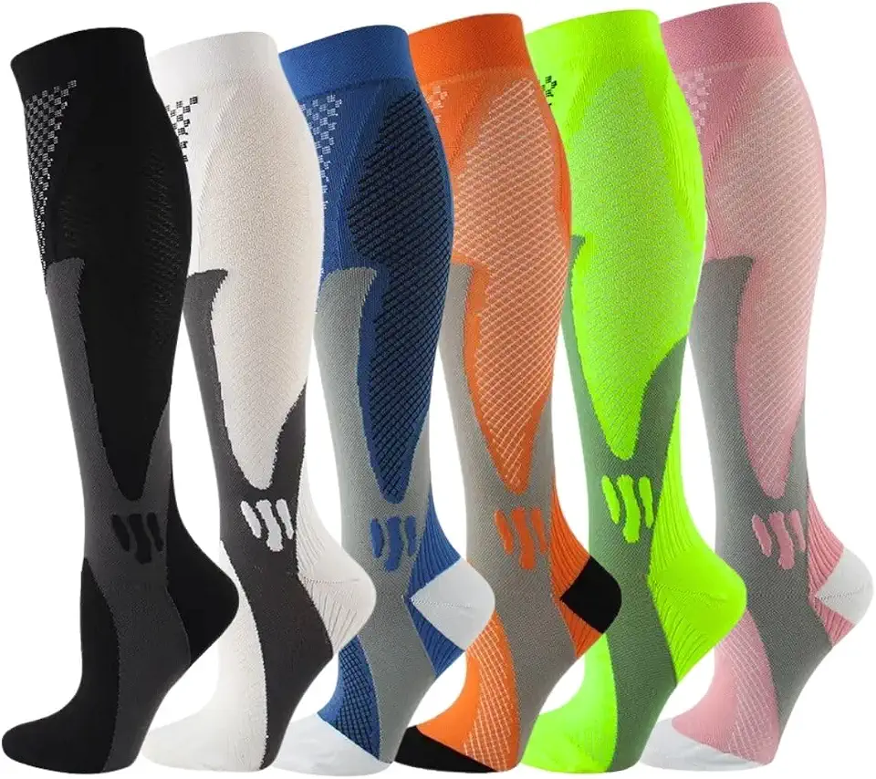 Meia De Compressão Esportiva Feminina Masculino Cano Alto Corrida Ciclismo