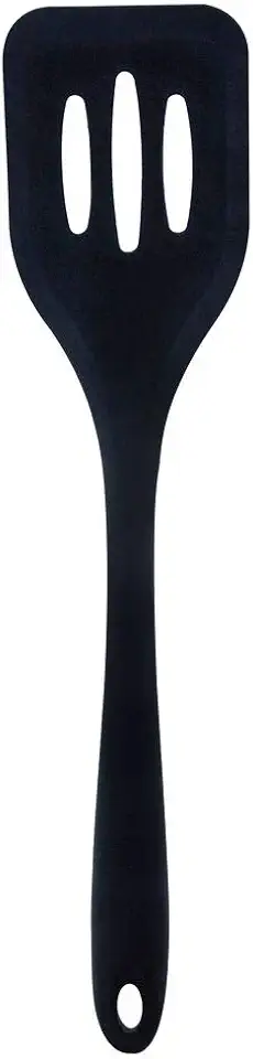 Mimo Style Espátula Vazada de Silicone Preta, Material de Silicone Resistente e Flexível, Suporta Temperaturas de Até 220ºC, Prática, Simples e Leve Pesando Apenas 110 Gramas Facilitando o Manuseio