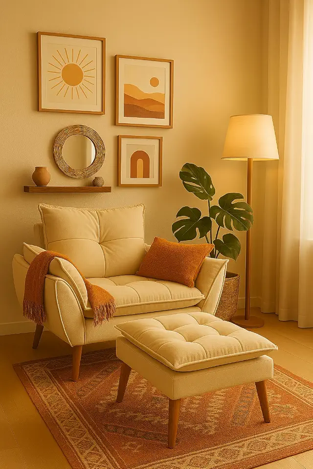 Kit Poltrona Decorativa Amamentação Suede Luxo com Puff Suede Bege - Jrc Móveis
