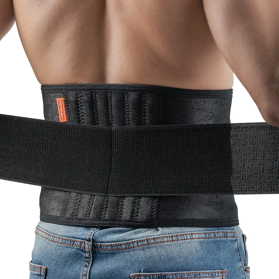 AX Esportes Cinta Lombar com Mola de Aço Flexível, Preto, Único