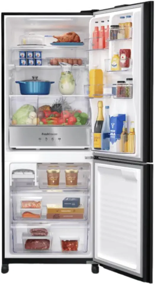 Panasonic Geladeira Frost Free 2 Portas Inverter 467L, 185.3x69.4x74.5cm, Bottom Freezer, Preto, Fresh Freezer, Touch Panel