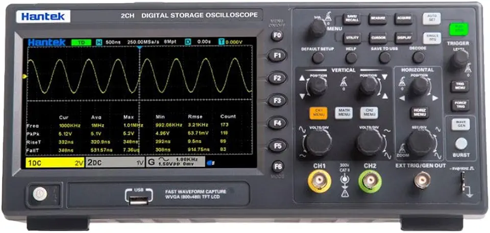 Osciloscópio Digital Hantek DSO2D15 150MHz 1GS/s 2 Canais 8Mpts