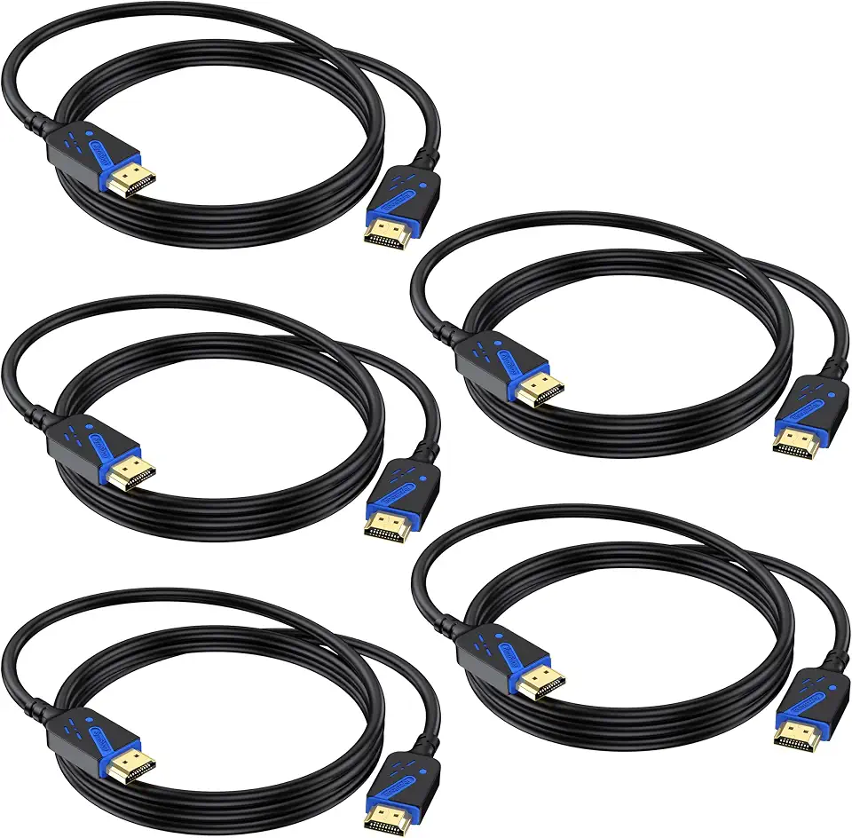 Cabo HDMI 2.0 4K, pacote com 5, cabo HDMI para jogos de alta velocidade de 18 Gbps, suporta 4K a 60Hz, 2K a 144Hz, HDR10, Dolby, ARC, HDCP2.2, compatível com monitor, computador, PS5/4/3