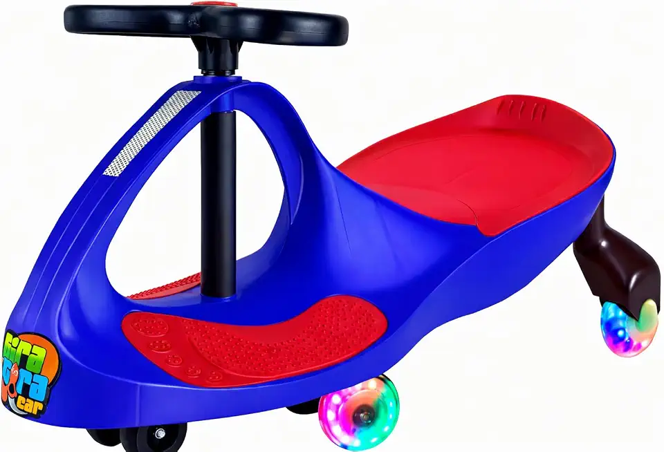 Carrinho Rolimã Infantil Gira Gira com Volante Ergonômico e Assento Confortável, Antiderrapante (AZ/VERM_LUZES)