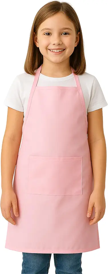 Avental Infantil Unissex com Bolso Frontal, Tecido Oxford, Preto/Azul Marinho/Branco, Tamanho Único 37x47cm, para Crianças 4-8 Anos
