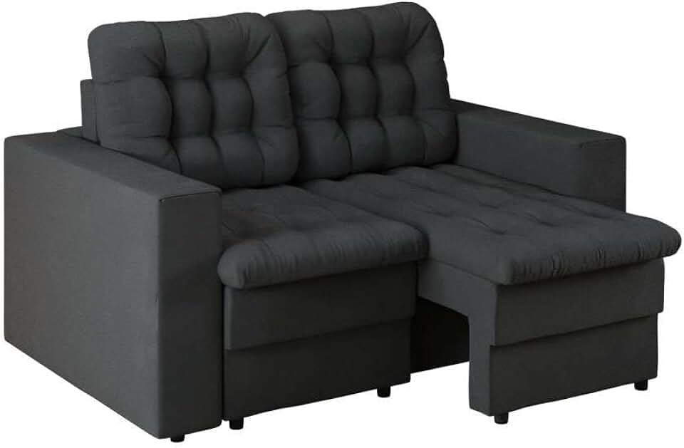 Sofá 2 Lugares Retrátil Lubeck Plush Suede Grafite 140 cm