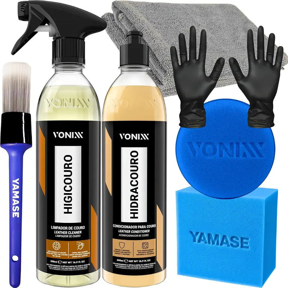 Kit Limpeza Hidratação Couro Vonixx Limpa e Hidrata Bancos Jaquetas Acessórios Couro