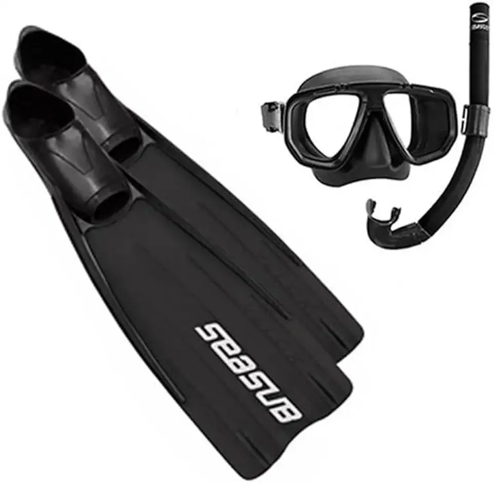Kit de Mergulho Máscara + Snorkel + Nadadeira Premium Velox Seasub (40-41)