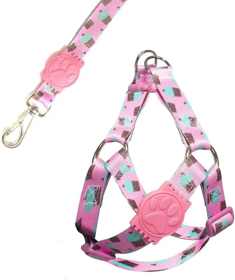 MY PET BRASIL Peitoral Para Cachorros M Ajuste Fácil No Corpo Do Pet Cupcake Coleira Peitoral Regulável Confortável E Resistente Rosa