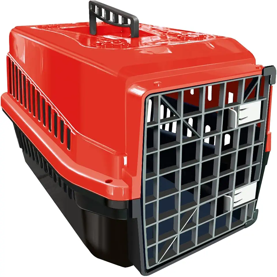 Caixa De Transporte Color N4 Cachorro Gato Cão Cor:vermelho