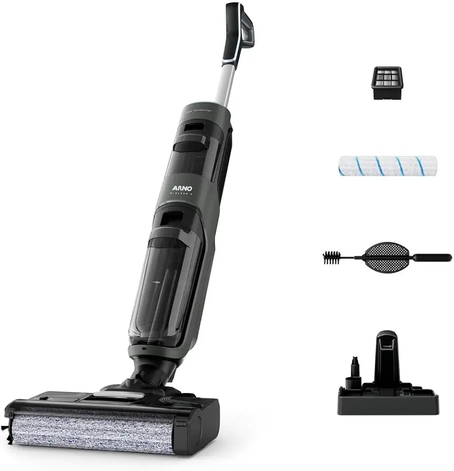 Limpadora de Pisos sem Fio Arno X-CLEAN 4, 2 em 1, aspira e passa pano, limpa sujeiras sólidas e líquidas, autolimpante, até 50 min de autonomia, LXC4 Bivolt