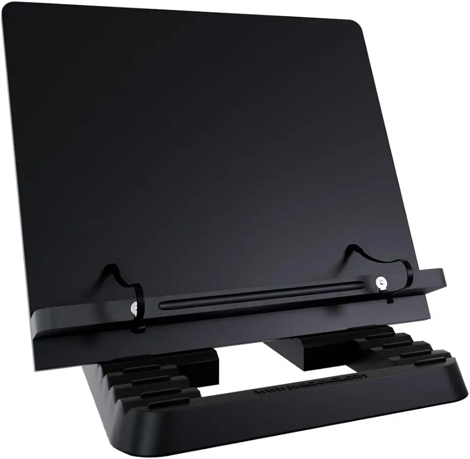 Marca Fácil Suporte para Livro e Notebook Resistente Ergonômico Durável Leve Portátil 19 Níveis de Ajuste com Prendedores de Páginas Preto M05