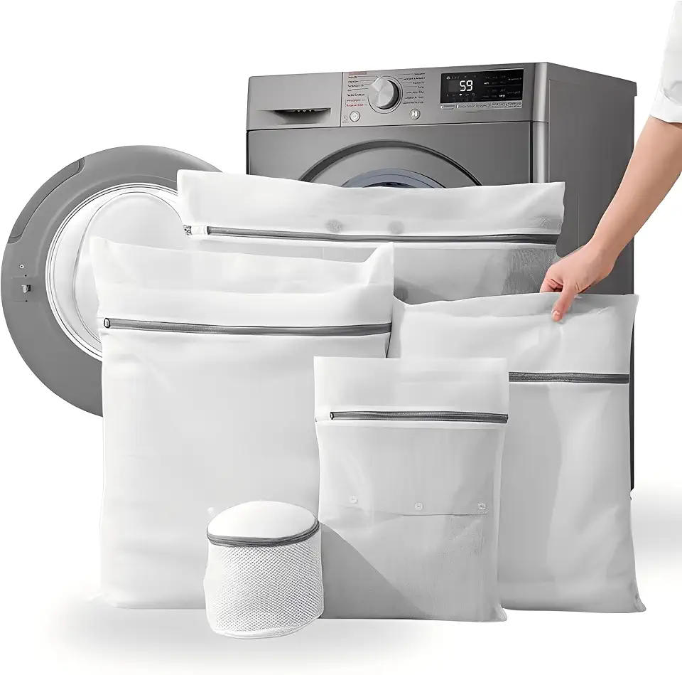 Kit 5 Sacos para Lavar Roupas Delicadas na Máquina de Lavar, Duráveis | Proteção Total Contra Danos e Desgaste | Zíper Reforçado | Perfeito para Roupas Íntimas – Qualidade Premium