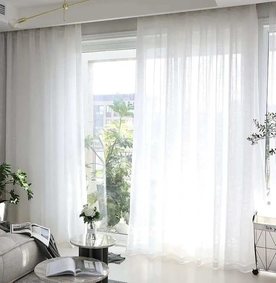 Cortina Linho Flame Gaze Trilho Suíço 6,00x2,80 Sanca Alta (Branco)