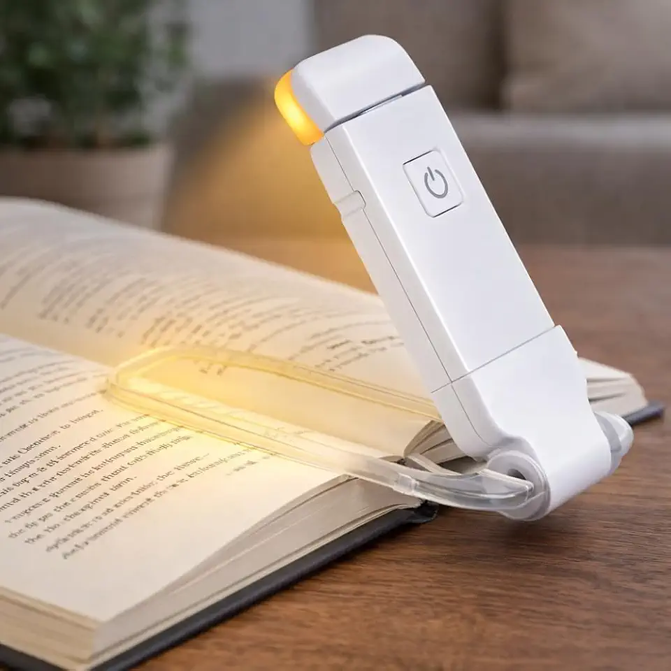 Luz de Leitura Para Livro Luminária de Livros - LED Quente Neutra Fria - Nível de Iluminação Ajustável - Ideal para Estudar ou Ler a Noite - Recarregável USB