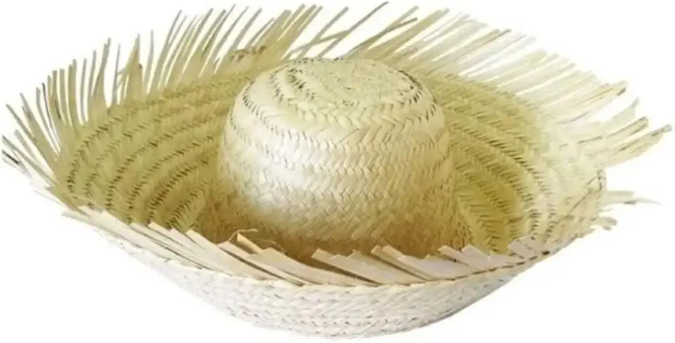 Chapéu de Palha Desfiado Natural Adulto, São João, 34 cm