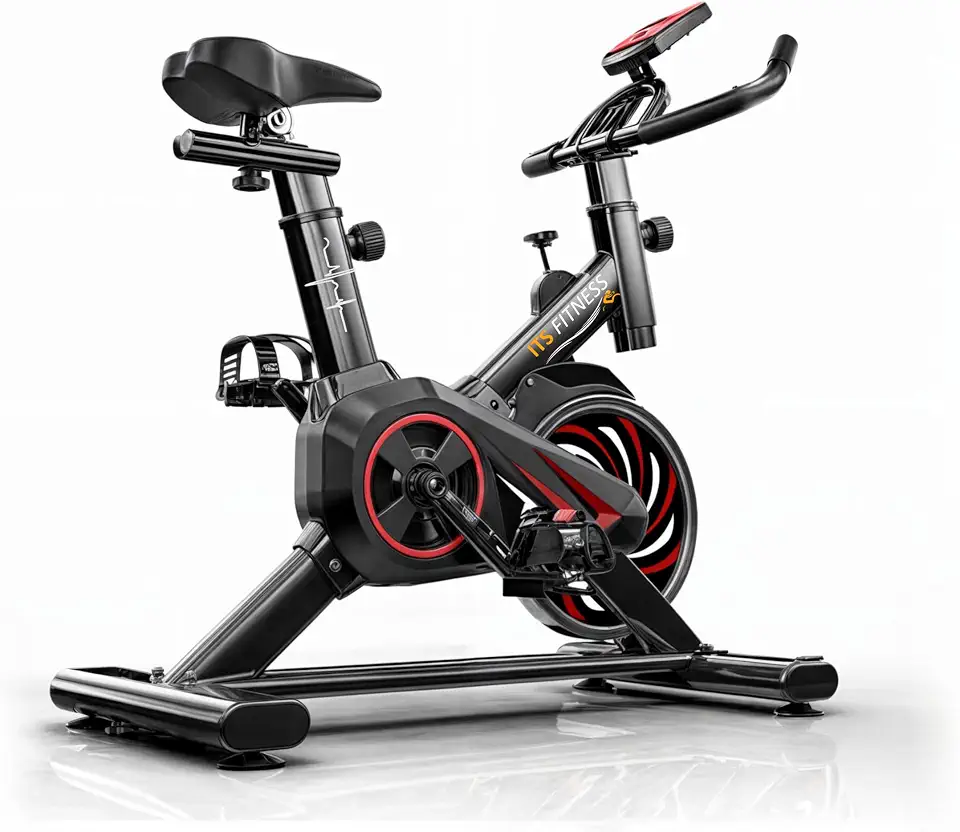 Bicicleta Ergométrica Fitness Para Cardio E Musculação Academia Com Base Cor Preto E Vermelho Marca Its 8kg Inercia