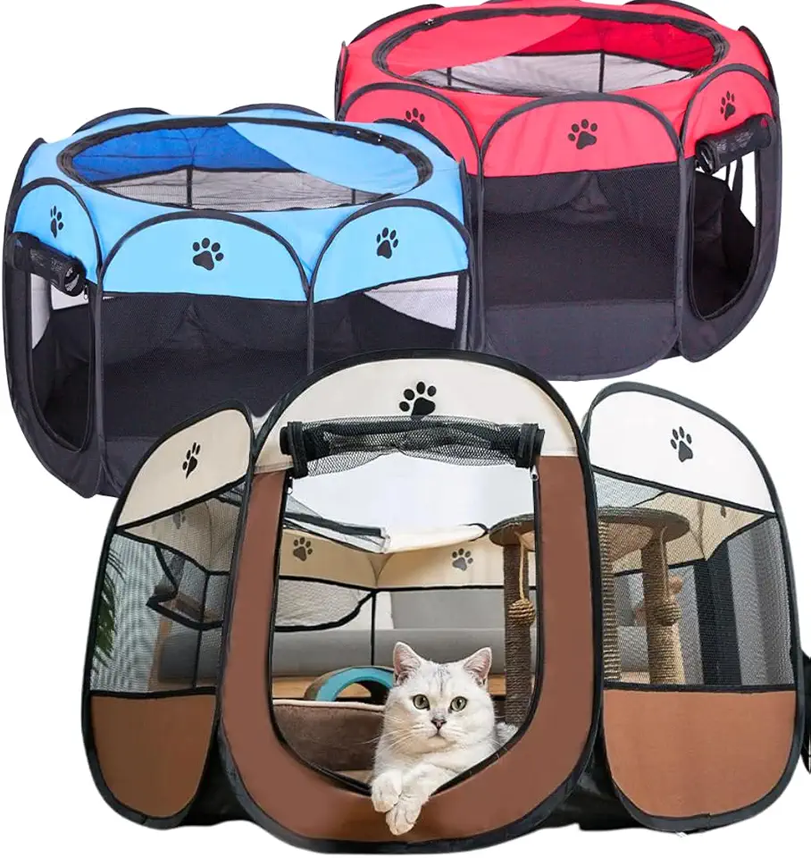 Cercadinho Casinha Portátil Dobrável Pet Cães Gato Grande Gg (Marron)