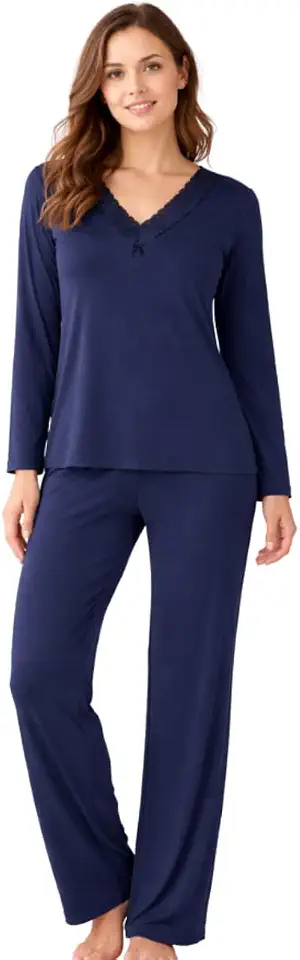Pijama Longo Feminino Suede Com Renda Luxo Dormir W1361