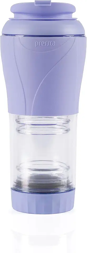 Cafeteira Portátil Pressca 350ml – Preparo Rápido de chá e café Sem Filtro Descartável | Ideal para Viagens, Escritório e Casa | Livre de BPA - Cor: Lilás