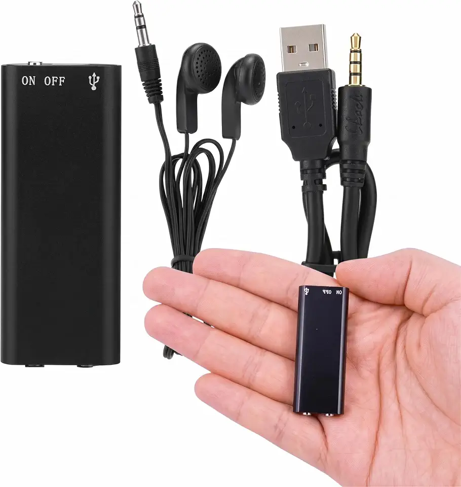 Mini Gravador De Voz Espião Portátil 96H de Áudio Com Redução De Ruído 8GB USB Preto