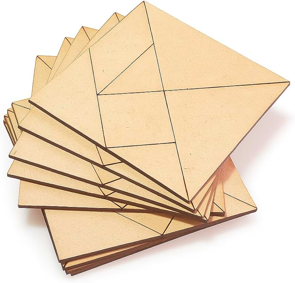 Kit 10 Tangram de MDF Jogo Educativo Brinquedos Montessori