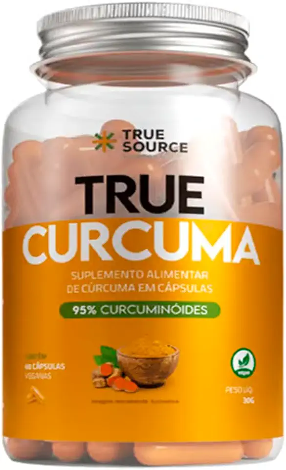 True Cúrcuma 60 Cápsulas True Source Suplemento Alimentar em Cápsulas com Curcuma Fórmula Prática para Uso Diário