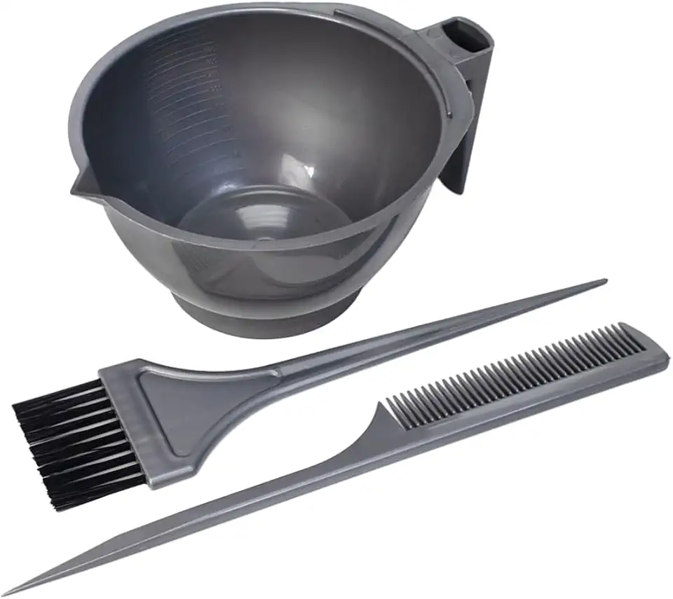 Kit de Tintura para Mechas Luzes e Reflexos com Tigela Pente e Pincel (Prata)