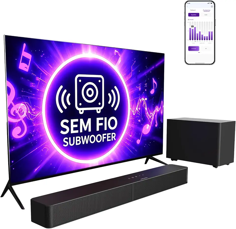 ULTIMEA Barra de Som com Sem Fio Subwoofer, 240 W, APP, Soundbar 2.1 Canais para Home Theater, Bluetooth 6.0, Graves Ajustáveis, VoiceMX e BassMX, HDMI, Poseidon M30 (modelo 2026)