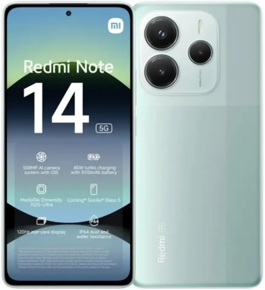 Smartphone Xiaomi Redmi Note 14 5G NFC Coral Green (Verde) 8GB RAM 256GB ROM (24094RAD4G)