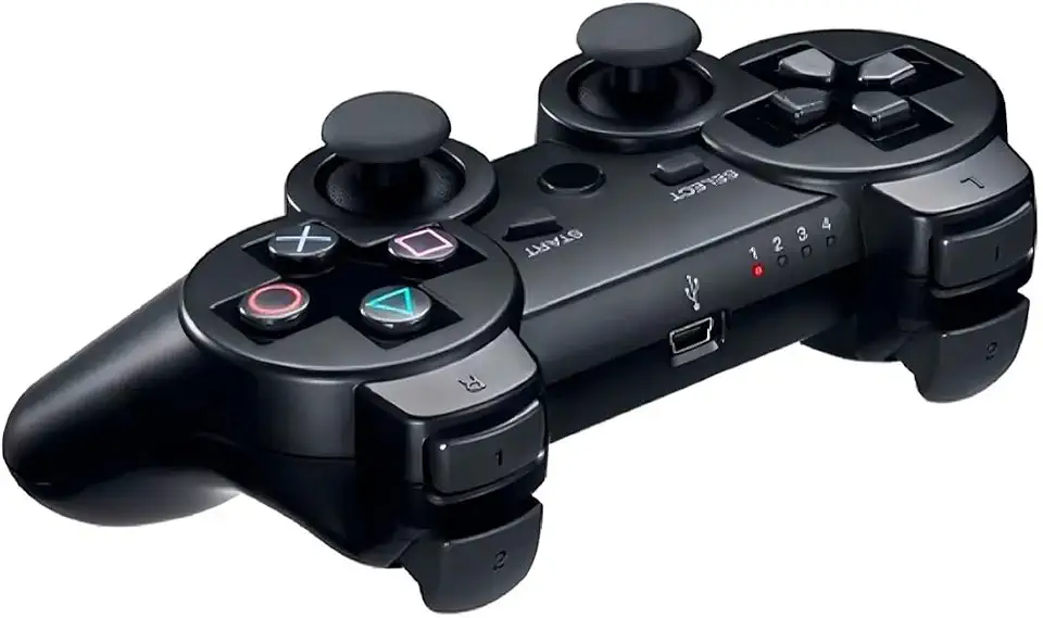 Controle Gamer para PS3 Sem Fio, Wireless 2.4G, Compatível com PC e Console, Bateria Interna, Preto
