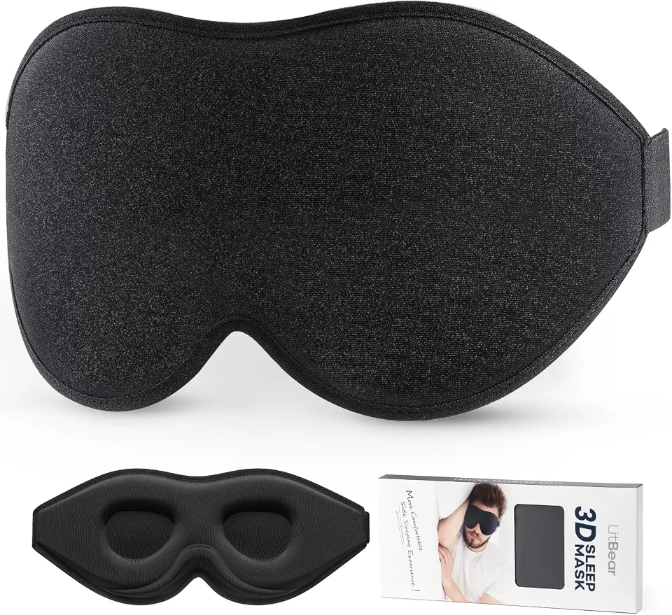 LitBear Máscara de dormir para mulheres e homens que dormem de lado, máscara de olho para bloquear a luz do sono, máscara de dormir com contorno 3D, máscara de dormir macia e respirável com alça