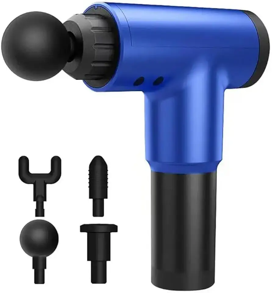 Pistola Massageadora Profissional - Alta Potência 800w, Liberação Miofacial, Fisioterapia, Alivio da Dor, 5 Ponteiras, Massageador Eletrico Profissional (Azul)