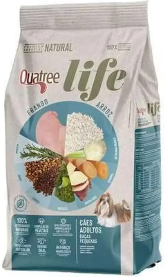 Quatree Life Ração Premium para Cães Adultos 3kg – Sabor Frango e Arroz, Nutrição Completa
