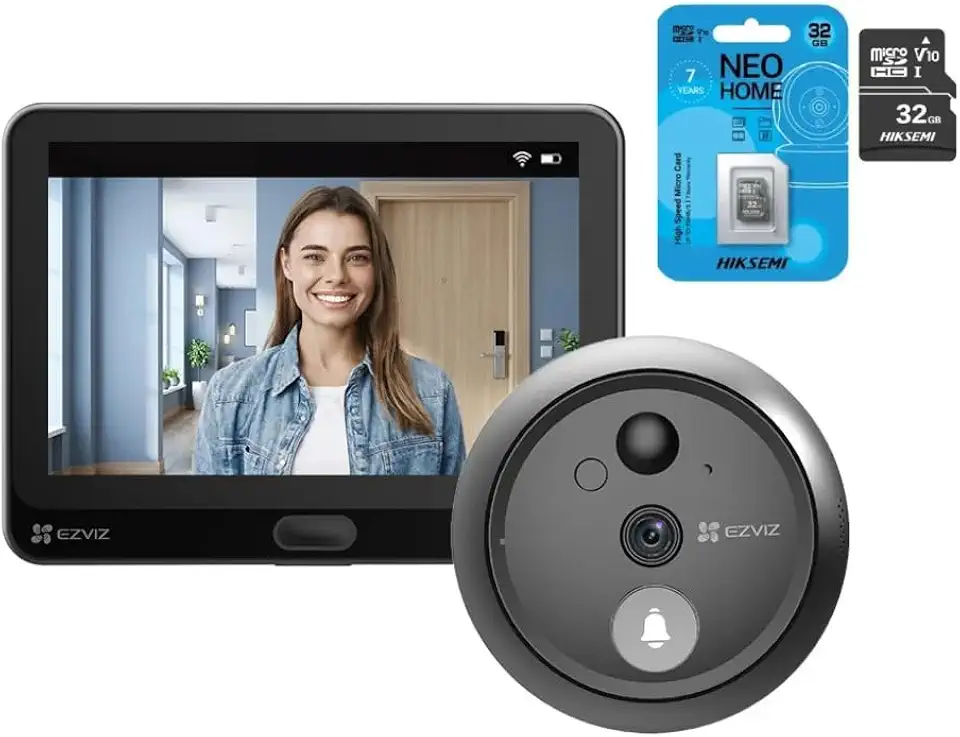 Campainha Inteligente HP4 com Olho Mágico Wi-Fi, Visor Interno FULL HD e Cartão 32GB - Visão Noturna