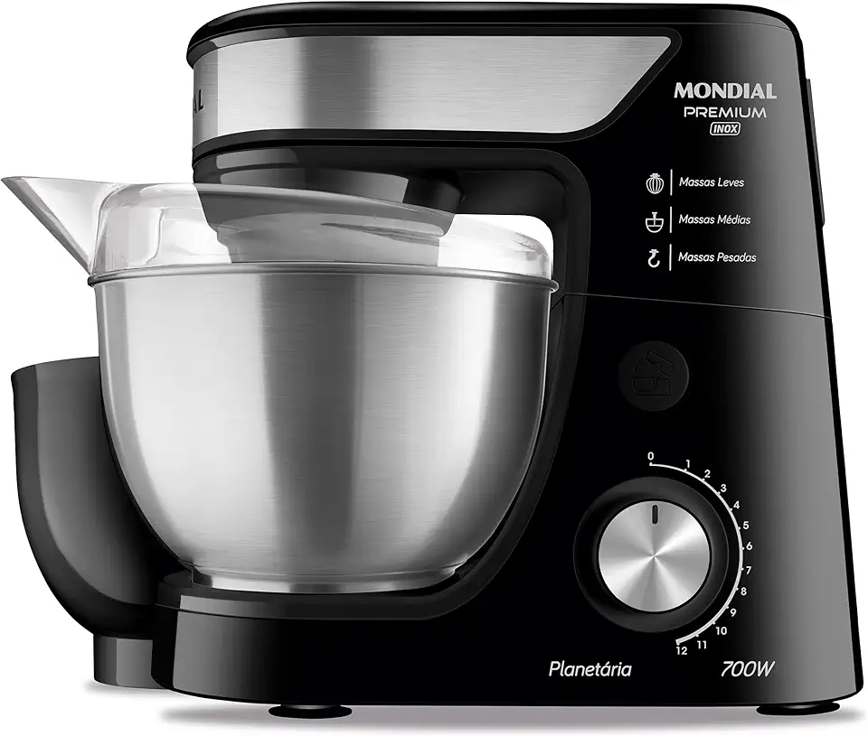 MONDIAL Batedeira Planetária, Preto/Inox, 700W, 110V - BP-02P-B-TI