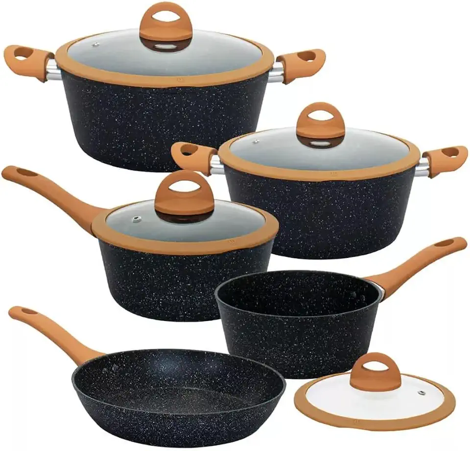 Conjunto com 5 Panelas, com Fundo Indução, Preto, Casambiente, Tamanho: Unico