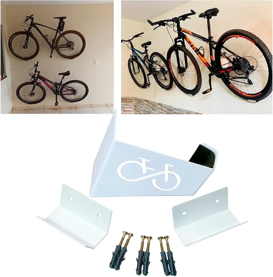 Suporte De Parede Bike Mtb Speed Tipo 3v Bicicleta Branco Universal