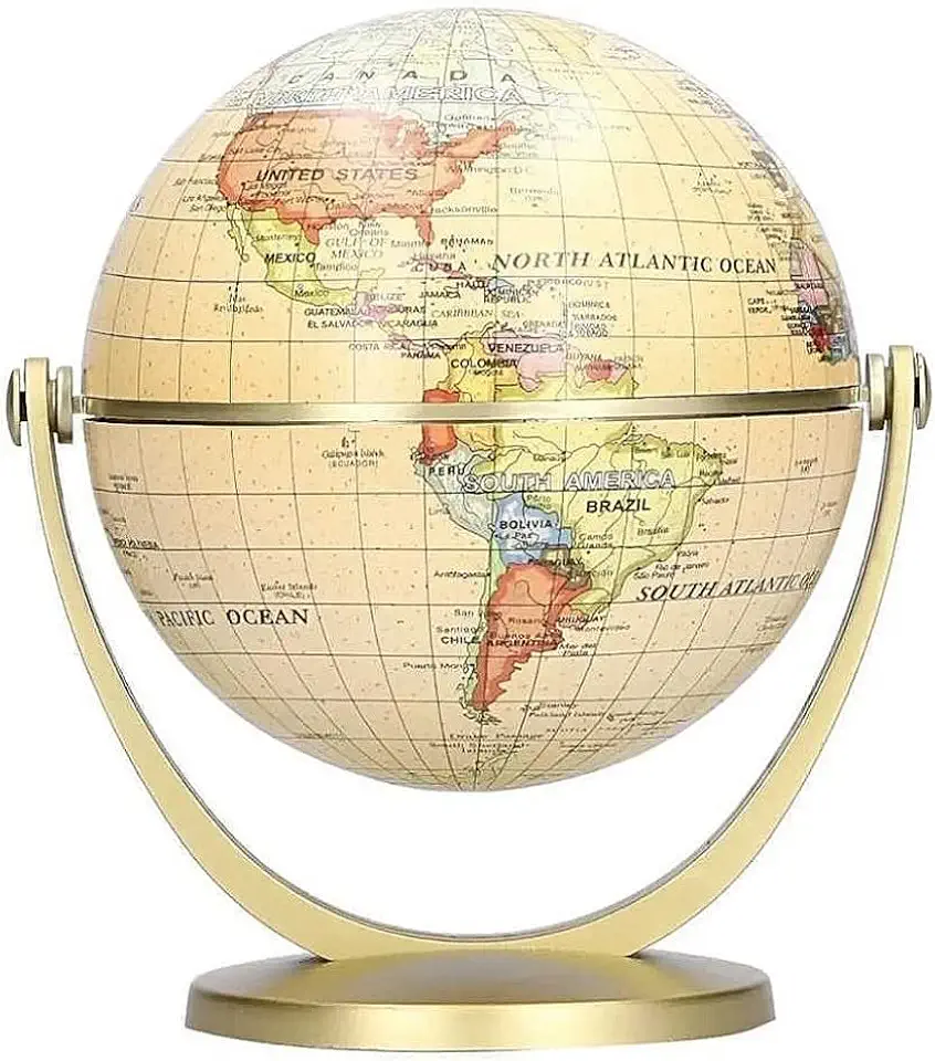 Globo Terrestre Giratório 360° de Mesa – Mapa Mundi Decorativo para Quarto, Sala e Escritório(Dourado)