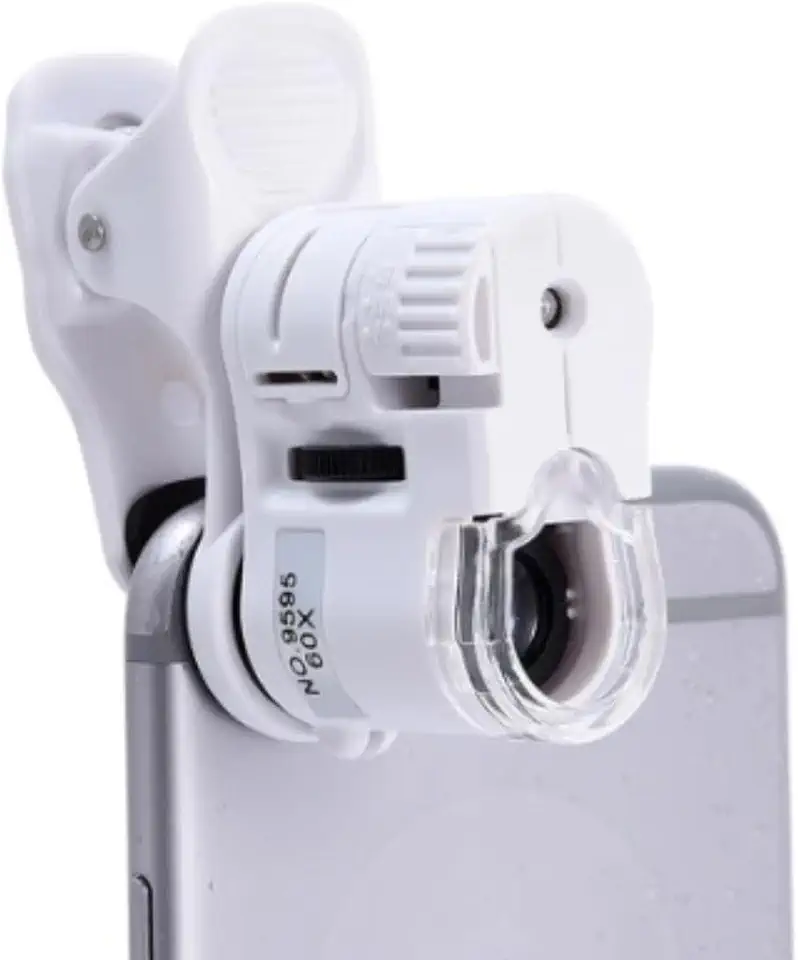 Lente de Aumento para Celular 60x com LED, Portátil, Lupa Digital de Bolso para Celular e Tablet