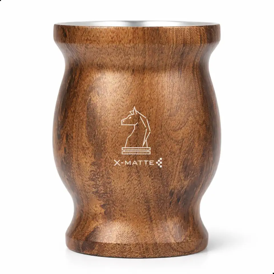 Cuia Térmica Amadeirada Mate Chimarrão Tererê De Aço Inox X-Matte