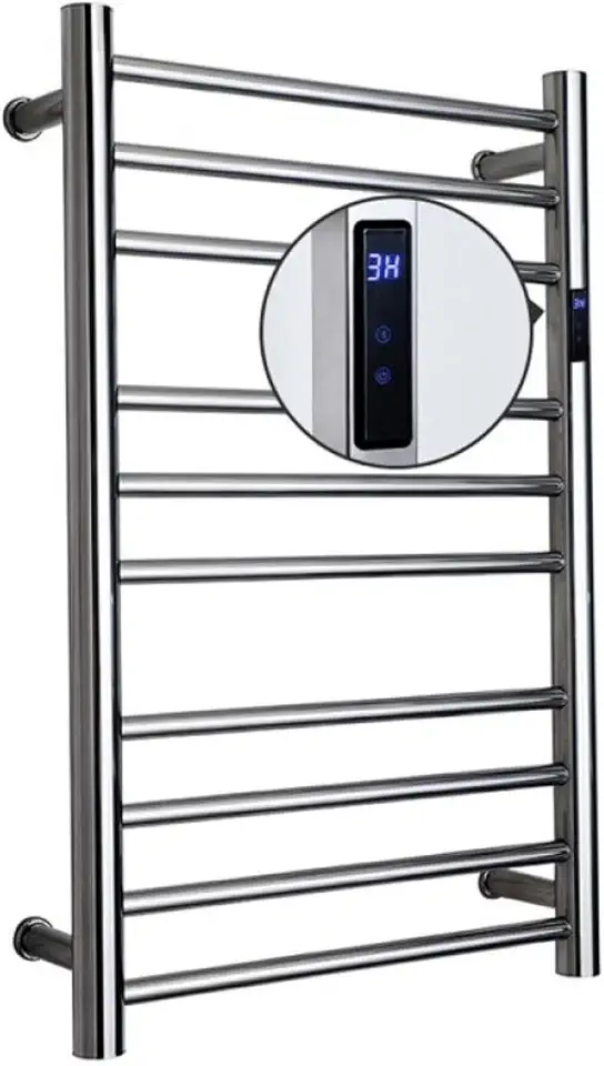 Toalheiro Térmico Grande Redondo Inox Bivolt com Timer Embutido - Kzi (Fio Lado Direito, Grande)