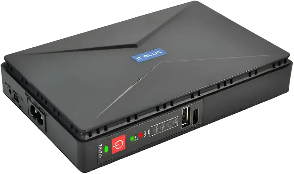 Mini UPS Nobreak DC 2600mAh x4 Bivolt, Modelo MAX-0410, para Roteador, Modem e Câmera IP, com Saídas USB, DC e PoE, 18W