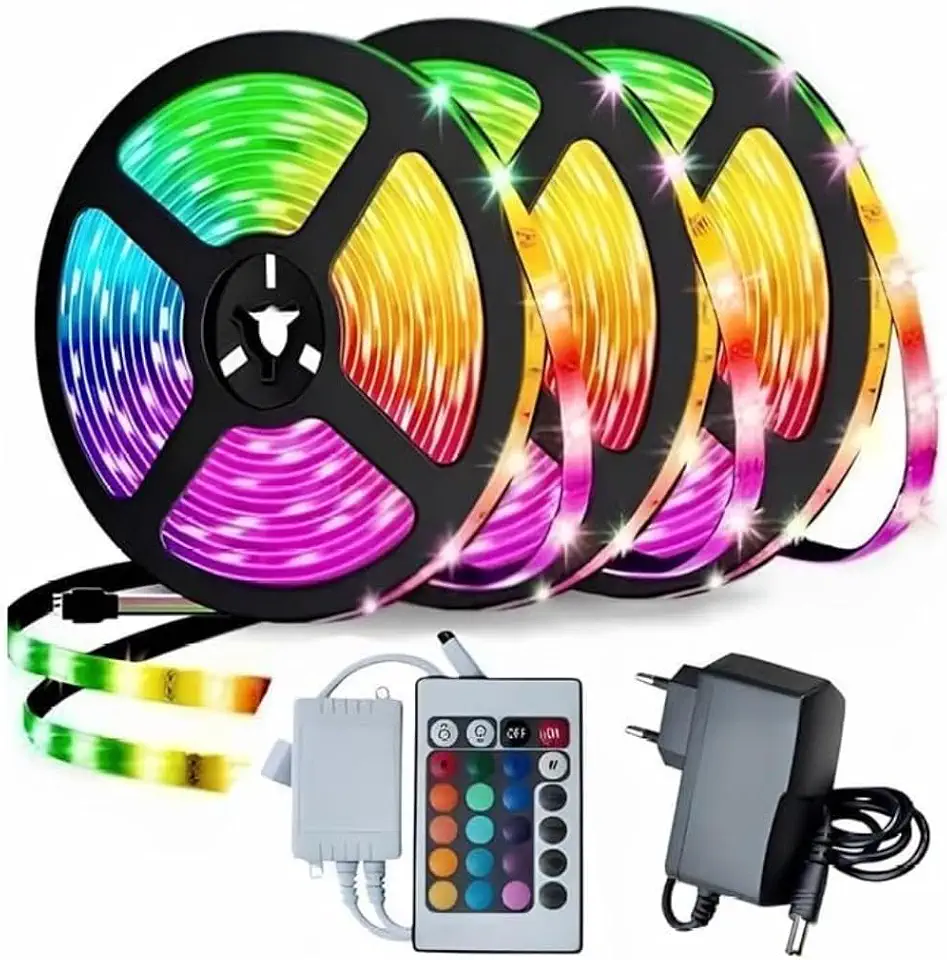 Fita Led 5Metros RGB 5050 IP65 - Kit Completo Controle E Fonte (5 METROS, RGB - COLORIDA)