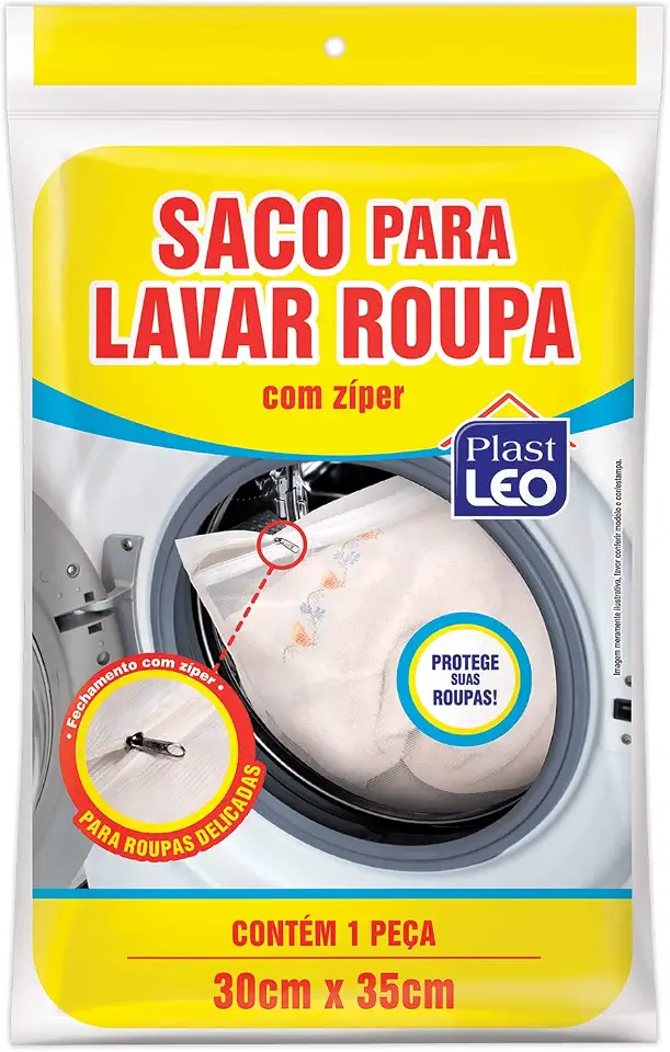 Saco para Lavar Roupa/Lingerie com zíper (30x35cm) | Plast Leo (Ref.: 388)