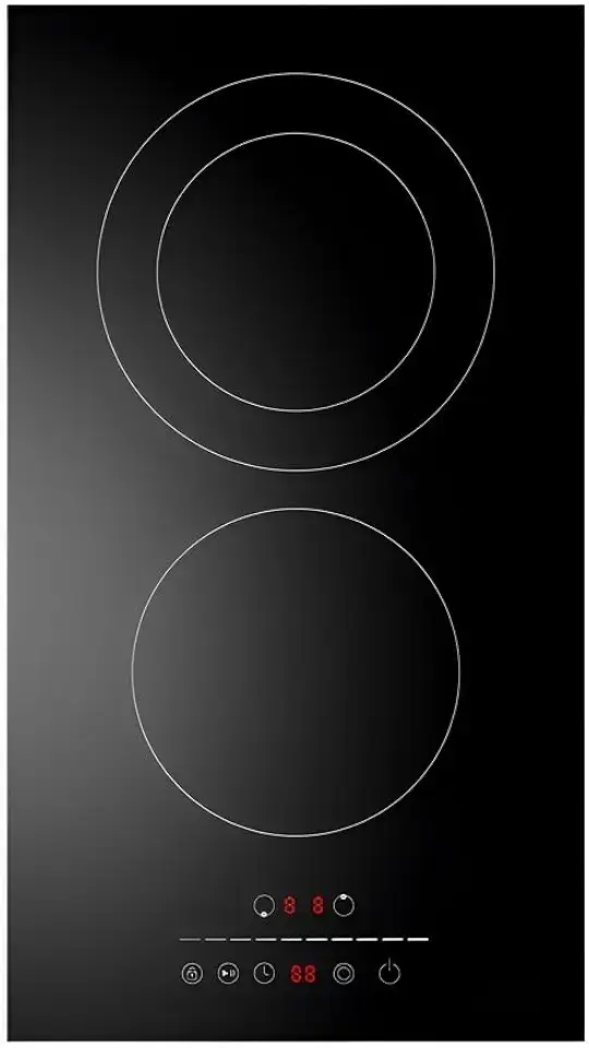 Cooktop Fogão Elétrico 2 Bocas 30cm Preto, Superfície em Vidro Cerâmico Chinês, Controle Touch para Cozinhas Compactas e Modernas, 220-240V, Modelo PC-D23229