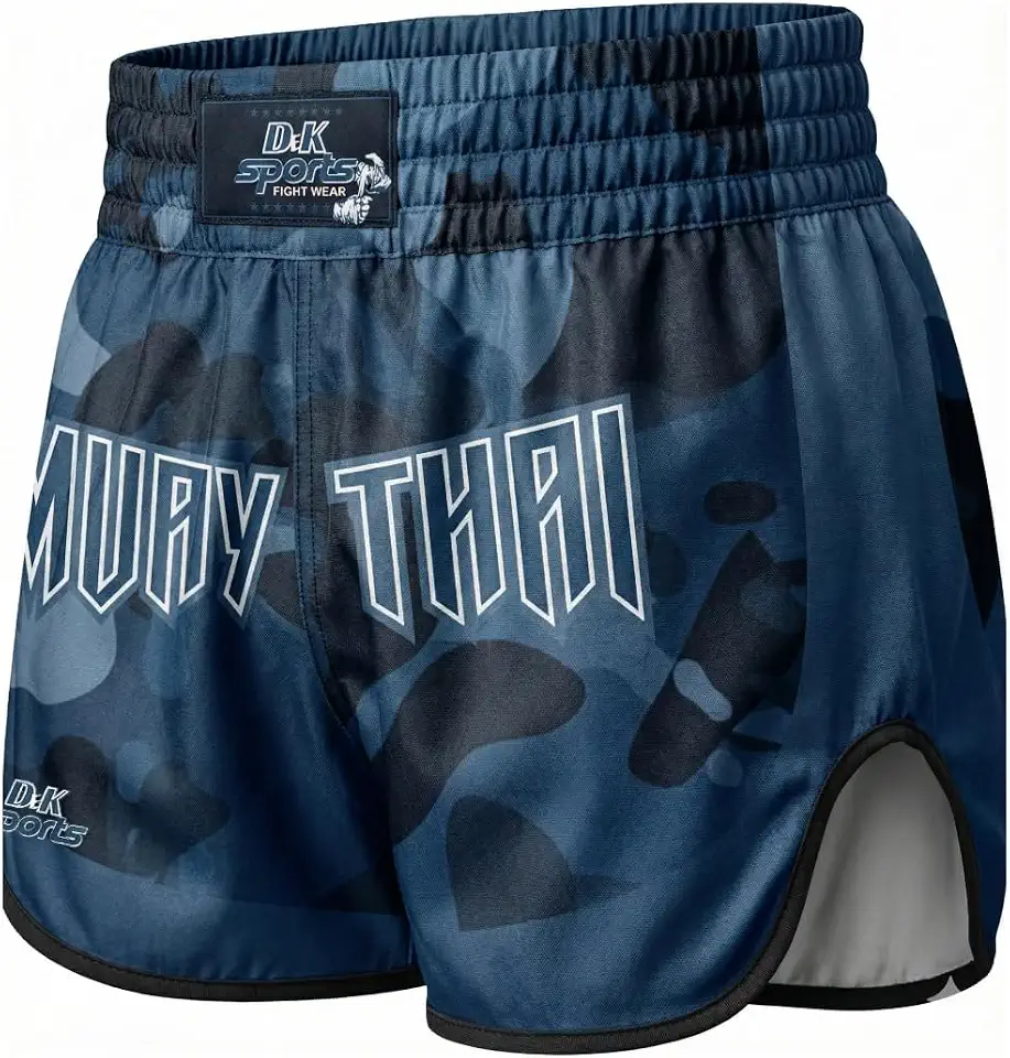 Bermuda Shorts Muay Thai Camuflado Calção Tailandês Dek Sports (Azul)