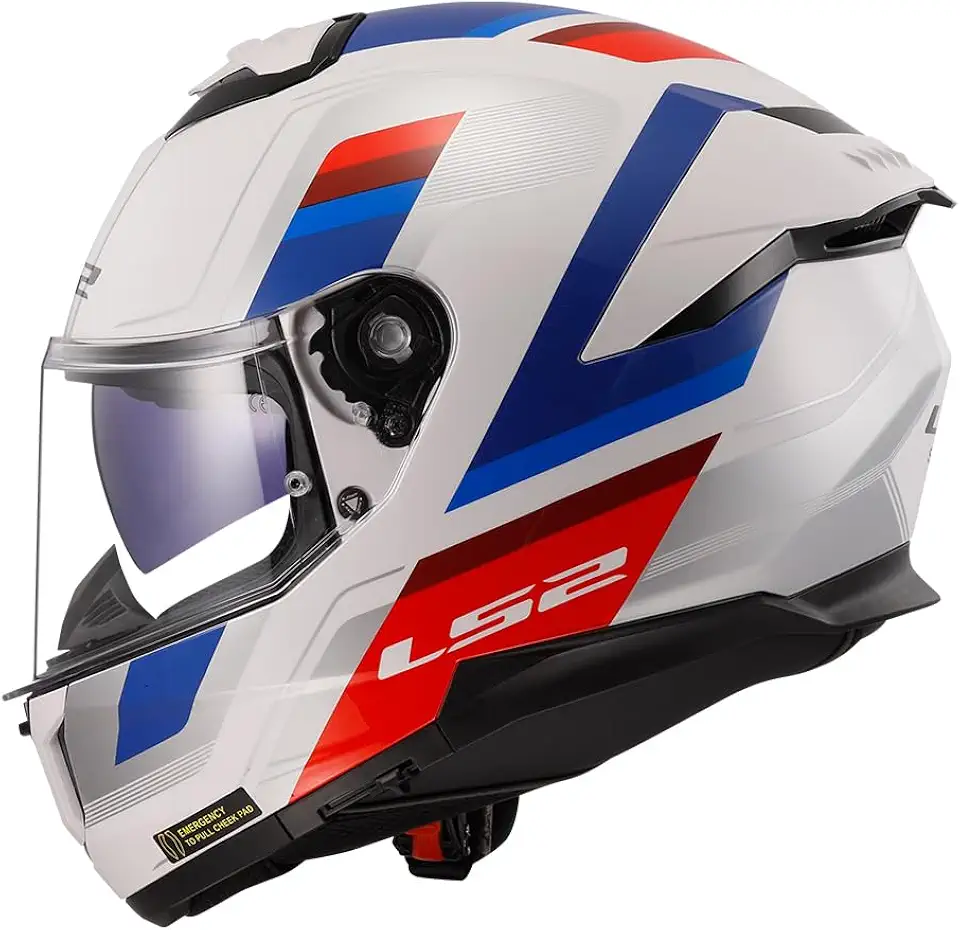 Capacete LS2 Stream 2 FF808 Vintage Branco Azul e Vermelho Brilhante Masculino e Feminino