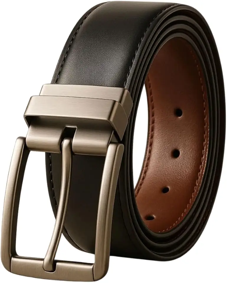 Cinto Dupla Face em Couro com Fivela Masculino Social