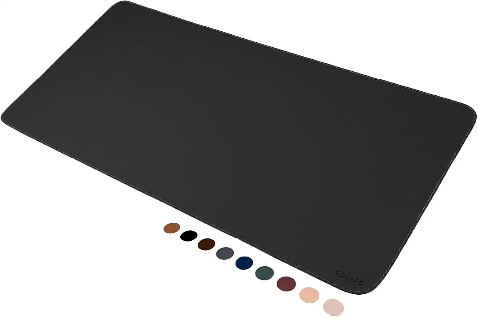 MousePad Desk Pad Eddias em Couro Ecologico 90x40cm + Porta-Copos - (Preto)